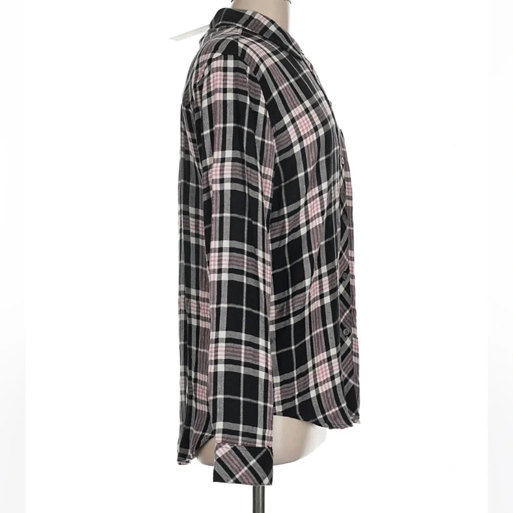 Rails Hunter Button Up Shirt in Onyx Rose Gold Plaid Women’s Medium - Picture 4 of 7